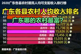 2020广东各县农村人均收入排名，猜猜广东哪个地方的农村最有钱？视频封面