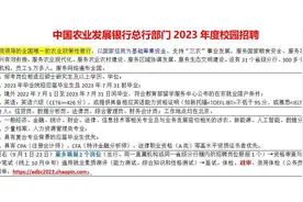 全国唯一农业政策性银行，农发行总部23年度校园招聘视频封面