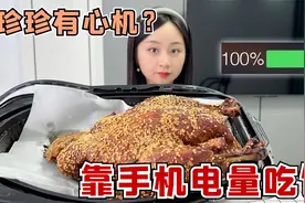 挑战一天靠手机吃饭，有多少电量就吃多少钱美食，炭烤大公鸡？视频封面