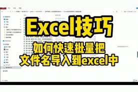 Excel技巧：如何快速批量把文件名导入excel中视频封面