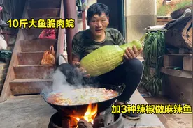 10斤的大鱼，用3种辣椒做成云南特色麻辣水煮鱼，看流浪哥吃饭香视频封面