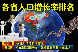 中国各省人口增长率排名，广东浙江增速快，负增长省份集中在北方视频封面