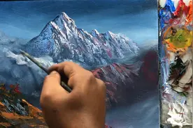 油画，美丽的山水风景画，油画教学，跟我一起学油画视频封面