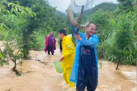 江西暴雨，山塘出现严重的决堤，跑出3万斤鱼，下游抓鱼哇哇大叫视频封面