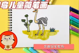 鸵鸟儿童简笔画，幼儿园亲子轻松学画，体型最大的鸟儿是奔跑冠军视频封面