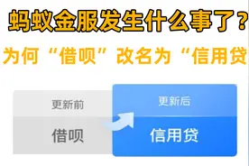 蚂蚁金服发生什么事了？为何“借呗”改名为“信用贷”！视频封面