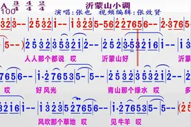 张也演唱《沂蒙山小调》的同步动态简谱视频封面