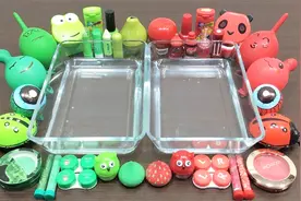 绿色和红色材料，混合捏无硼砂泥，加入化妆品，最后会是什么颜色视频封面