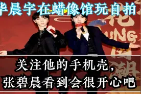 华晨宇在蜡像馆玩自拍，关注他的手机壳，张碧晨看到会很开心吧