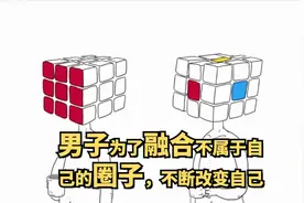 讽刺小动画，男子为了融合不属于自己的圈子，不断改变自己视频封面