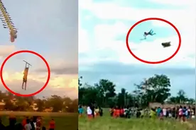 实拍：男孩被风筝带上20高空 绳索突然断裂 瞬间坠落地面！视频封面