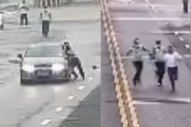 刑拘！淮安一男子强行冲关，拖行交警50多米后，竟下车与交警赛跑视频封面