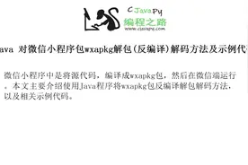 Java 对微信小程序包wxapkg解包(反编译)解码方法及示例代码视频封面