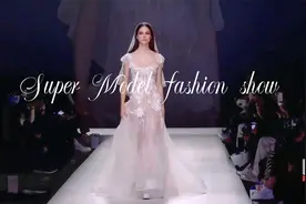 国际超模时装秀，性感妩媚的白色透明蕾丝婚纱长裙，花纹丝袜视频封面
