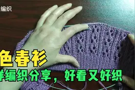 紫色春衫镂空花样分享，八针六行好看又好织视频封面