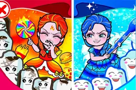 公主动画片，爱莎公主姐妹帮助小明护理牙齿，收到漂亮的连衣裙视频封面