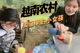 越南小女孩上学还帮爸妈卖菠萝。她家菠萝卖3块人民币4斤太便宜了视频封面