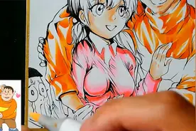 马克笔手绘《哆啦A梦》胖虎和静香，旁边的大熊应该很绝望吧！视频封面