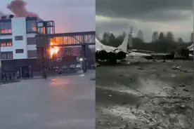 乌克兰伊万诺-弗兰科夫斯克机场被炸画面曝光 多架MiG-29损毁视频封面