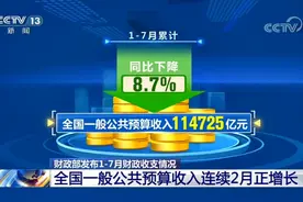 财政部1—7月财政收支情况 全国一般公共预算收入连续2月正增长视频封面