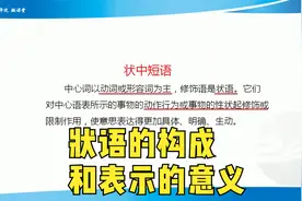 初中语文语法知识，状语的构成和表示的意义视频封面