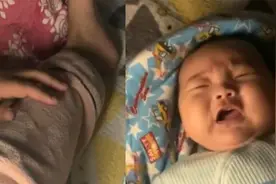爸爸半夜用手轻拍哄孩子全程拍在妻子腿上，网友：那条腿睡着了视频封面