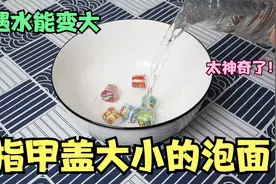跟指甲盖一样小的方便面，丢进水里就能变大，这也太神奇了！视频封面
