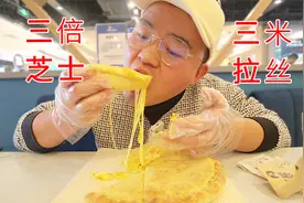 3倍芝士披萨拉丝有多厉害，老猫吸出了面条的感觉