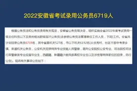 2022安徽省公务员招录6719人，大专可报，专业不限，岗位表已出视频封面