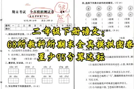 二年级下册语文：68所教科所期末全真模拟密卷，至少95分算达标视频封面