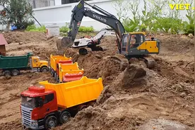 小男孩喜欢的工程车玩具车挖掘机挖土运沙游戏，无线遥控挖土机视频封面