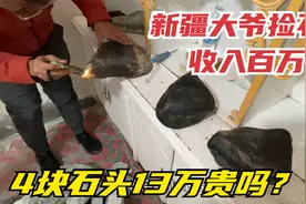 新疆大爷捡石头收入百万，4块石头卖13万，黑皮戈壁料难得一见视频封面
