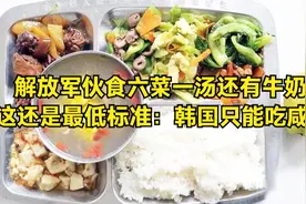 解放军伙食六菜一汤还有牛奶 这还是最低标准：韩国只能吃咸菜视频封面