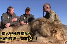 猎人野外狩猎狮子，凭借超惊艳的技术一举成功！视频封面