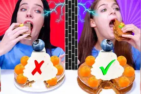 搞笑外国人：俩美女挑战正确吃蛋糕的方式，原来吃蛋糕还有技巧！视频封面