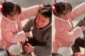 舅舅因生病吃不下饭，5岁女孩担心其饿着，强行摁头给舅舅喂饭视频封面