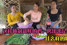 户外美食：大表姐妹这样腌制新鲜的鸡，烤出来是什么样的味道？视频封面