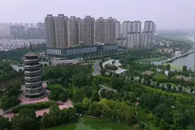 航拍颍上县江心洲滨河公园，风景优美气势磅礴视频封面
