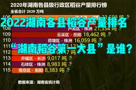2022湖南各县稻谷产量排名，猜猜“湖南稻谷第一大县”是谁？