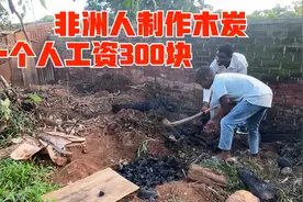 中国妹子实拍非洲人制作木炭，一袋卖40块，一个工人工资才300块视频封面