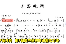 《茶香夜雨》F调 葫芦丝巴乌伴奏 附带技巧曲谱赶紧收藏吧
