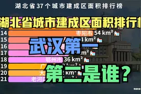 湖北省37个城市建成区面积排行榜，武汉一城独大，你的家乡排第几视频封面