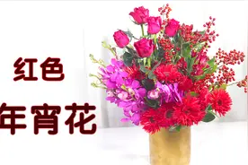 【大叔说花】一个用多种红色系鲜花制作的瓶插花，春节家庭装饰。视频封面