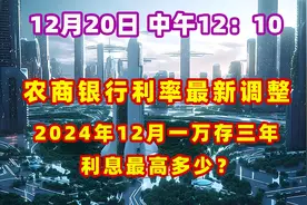 12月20日农商银行利率最新调整2024年12月一万存三年利息最高多少视频封面