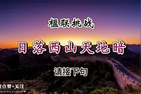 楹联挑战！请君雅对！上联：日落西山天地暗，下联：？？ 您请视频封面