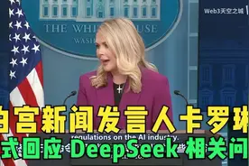 白宫新闻发言人卡罗琳，正式回应记者关于DeepSeek相关问题。视频封面