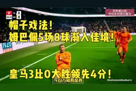 帽子戏法！姆巴佩5场8球渐入佳境！皇马3比0大胜领先4分！视频封面