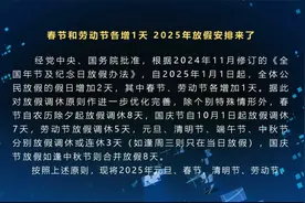 春节和劳动节各增1天！2025年放假安排来了视频封面