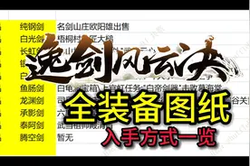 逸剑风云决 全装备图纸入手一览