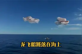 龙飞船溅落在海上，开了四朵大花，返回舱像青蛙一样浮在水面上。视频封面